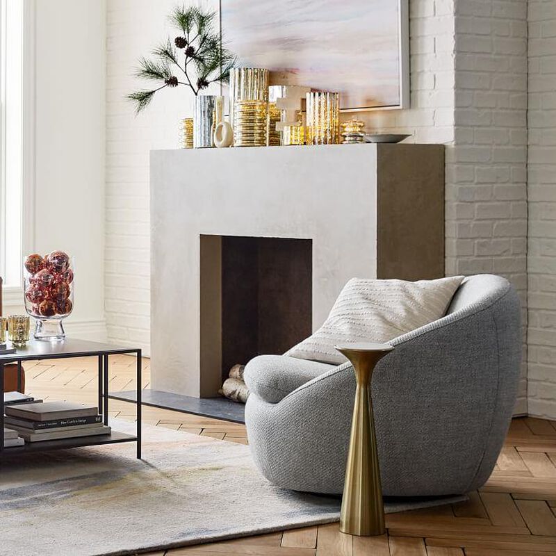West Elm Silhouette White Marble Petite Side Table image number 1